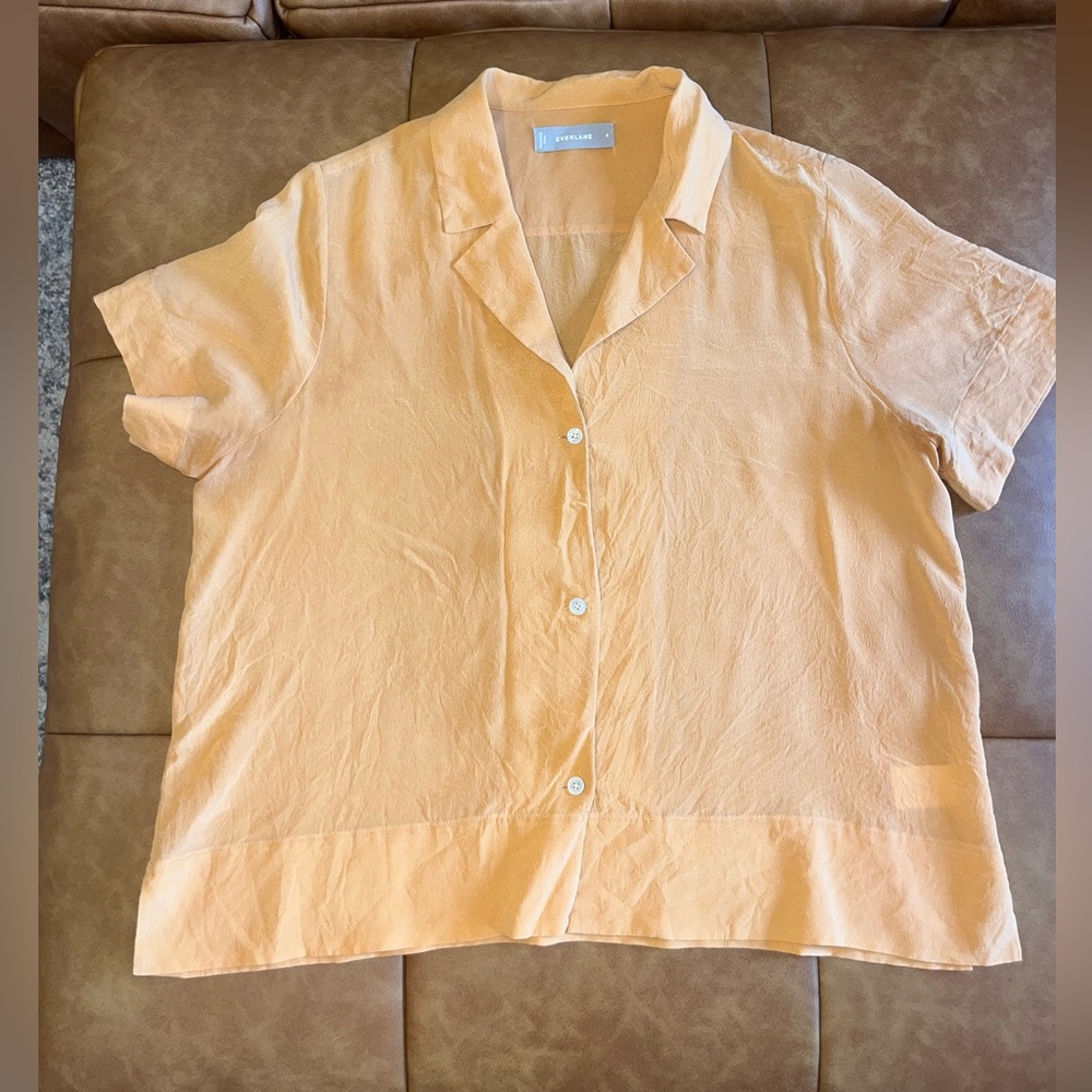 Everlane Orange Short Sleeve Button-Up Shirt